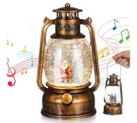 Cabilock Christmas Snow Globe LED Candles Battery Operated Lighted Flameless Lantern Swirling Water Glittering Spinning Candle Home Decor for Thanksgiving Christmas Decoration, Santa