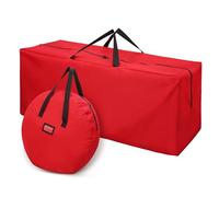 Christmas Storage Bag Waterproof Oxford Cloth Heavy Duty Christmas Artificial Tree Storage Bag Xmas Holiday Storage Container with Wreath Storage Bag (Red)