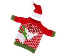 Cabilock Christmas Wine Bottle Cover Bag, Knitted Sweater Style with Reindeer Pattern, Small Size Decorative Wine Bottle Pouch for Holiday Party and Decor