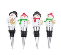 Cabilock Christmas Wine Bottle Stoppers Set 4Pcs Aluminum Alloy Decorative Sealing Plugs for Wine Bottles Party Supplies
