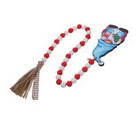Cabilock Christmas Wooden Bead Garland with Tassels Wood Bead String Decoration for Wall Door Tree Festive Xmas Pendant for Home Garden Party Reusable Hanging Ornament