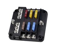Cabilock Circuit Automotive Fuse Box with LED Indicator Material Nickel Plated Terminals Cover Independent Positive Negative Fuse Block for Car Boat Rv