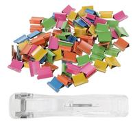 Cabilock Clam Clip Dispenser with Reusable Paper Clips Refill for Office School Document Fast Stapling Neat Stack Without Paper Damage Random Color