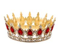 Cabilock Classic Bridal Wedding Crown Headdress Red Rhinestones Zinc Alloy Material Chic Design for Women Special Party and Wedding Dress Accessories