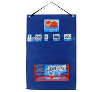 Cabilock Classroom Calendar Pocket Chart Wall-mounted Organizer for Teaching Cards Sentence Strips and Word Cards Easy-clean Material for Home and School Use