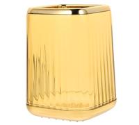 Cabilock Clear Cosmetic Organizer Pen Cup Makeup Brush Holder Yellow Rectangular Vanity Storage for Desk with Upright Display and Space-saving Design