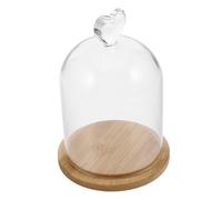 Cabilock Clear Glass Cloche Display Dome with Heart-shaped Top and Bamboo Wood Base Decorative Transparent Candle Cover for Home Scented Candles Photos Preserved Flowers and Collectibles