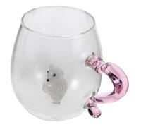 Cabilock Clear Glass Mug with Inner Polar Bear Figurine Heart-Shaped Handle Hot Chocolate Cup for Christmas -Themed Drinkware for Home Office Festive Tea Coffee Milk Cup
