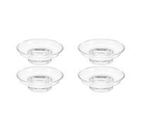 Cabilock Clear Glass Soap Dish Modern Bathroom Accessory with Suction Base Self-Draining Design for Soap Storage Versatile for Wax Melting and Jewelry