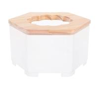 Cabilock Compact Sand Hamster Box Bath Tub for Hamsters Dual Functionality ABS and Wood Material Khaki Color Spacesaving Design Sl ute Style Cage Suitable