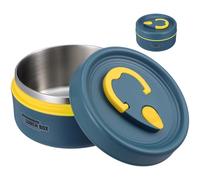 Cabilock Compact Stainless Steel Food Container, Small Bento Lunch Box with Lid, Portable Food Storage Box for Soup, Rice, Snacks and Work Lunch, 11.4 x 11.4 x 6.6 cm