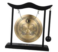 Cabilock Copper Dragon Gong Ornament with Mallet Vintage Chinese Year Decoration Handicraft Home Decor Sturdy Retro Style Percussion Instrument