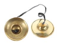 Cabilock Copper Meditation Bell Finger Cymbals for Adults Small Hand Cymbals Percussion Instrument for Yoga Practices Portable Size Craftsmanship Golden