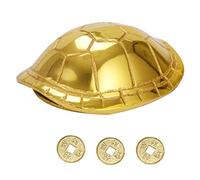 Cabilock Copper Turtle Shell Divination Prop Set Three Fortune Coins, Small Size Feng Shui Decoration for Office and Home, Traditional Chinese Fortune Telling Game Accessories
