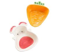 Cabilock Creative Pink Rabbit-shaped Ceramic Pet Bowl for Hamsters and Small Pets High Resistance to Wear Suitable for Dry and Wet Food Feeding Bowl