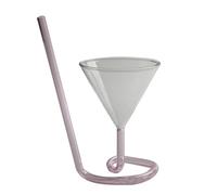 Cabilock Creative Pink Spiral Cocktail Glass with Long Tail Straw Glass Wine Goblet for Hot Cold Drinks for Parties BBQ Outdoor Travel and Home Bar Use