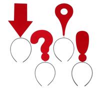 Cabilock Creative Red Arrow Headband Set 4pcs with Question Mark, Exclamation, and Location Symbols, Padded Hair Accessories for Women’s Halloween Party and Festival Hairband