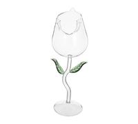 Cabilock Creative Rose Design Goblet Transparent Wine Glass for Cocktail Whiskey Juice Crystal High Footed Cup with Leaf Detail for Home Bar Dinner Party Use