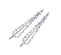 Cabilock Crystal Zirconia Hairpins for Metal Hair Clips with Smooth Premium Clip All-match Elegant Head Accessories for Daily and Special Occasions Silver Hairpins
