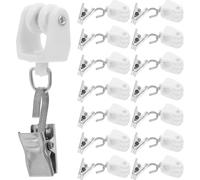 Cabilock Curtain Track Glider Hooks Classic Look Versatile Style Compatibility 20 Sets Plastic and Iron with Smooth and Silent Movement Curtain Rail Hardware for Window Treatment for DIY
