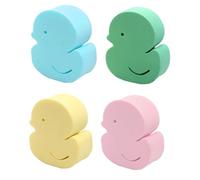 Cabilock Cute Cartoon Baby Bath Sponge 4pcs Set, Soft Lovely Duck Shape Shower Sponges for Infant Bathing and Body Cleaning