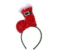 Cabilock Cute Christmas Santa Headband for Women, Red Sequin Party Hat