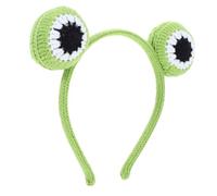 Cabilock Cute Crochet Frog Eye Animal Spa Headband Soft Woolen Yarn Makeup Hairband Elastic Fit for Women Themed Parties Holiday Gatherings