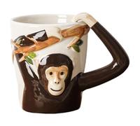 Cabilock Cute Monkey Ceramic Mug with Handle, Novelty Coffee Cup, Office Home Heat-Resistant Water Cup for Water Coffee Tea Milk Juice
