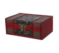 Cabilock Decorative Wooden Treasure Chest with Lock Vintage Jewelry Storage Box for Keepsakes Desktop Organization and Rustic Home Style