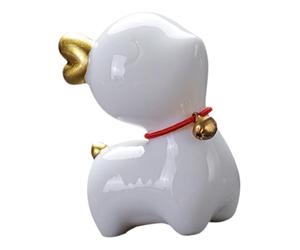 Cabilock Deer Ornament Tabletop Reindeer Decor Reindeer Tea Pet Mini Animal Figure Ceramic Tea Pet Figurine Deer Table Decoration Deer Sculptures Desk Topper White Ceramics Bonsai Indoor