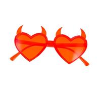 Cabilock Delicate Heart Shaped Sunglasses with Devil Horns for Valentine's Day Parties Unique Photo Props Eye Catching Red Frame Creative Costume Accessory