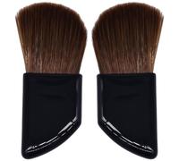 Cabilock Dense Horse Hair Blush and Foundation Brush Set 2Pcs with Angled Wooden Handle, Compact Travel Size for Women’S Face Makeup and Cosmetics