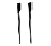 Cabilock Dense Steel Needle Eyelash Eyebrow Comb 2Pcs Plastic Stainless Steel Bristles for Brushing Brows and Separating Lashes, Black, for Beauty Routines