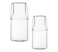 Cabilock Desktop Glass Carafe and Cup Bedroom Water Jug Heat Resistant for Cold Water Beer Iced Tea Beverages and Milk