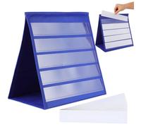 Cabilock Desktop Pocket Chart Holder, 33 x 30.5cm Double Sided Self Standing Tabletop Pocket Chart with 20 Dry Erase Sentence Strips for Classroom, Homeschool, Phonics, Daily Schedule and Sight Words