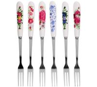 Cabilock Dessert Forks Set of 6 6.1 Inch Stainless Steel Cake Forks with Ceramic Handles Small Pastry Forks for Fruit and Sweet Dining