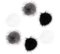 Cabilock Detachable Hair Ball Nail Art Decor Nail Art Accessory 6Pcs 2.7X1.5Cm Plush Magnet Adornments for Manicure DIY Adults