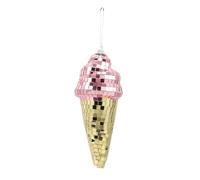 Cabilock Disco Ball Pendant Hanging Ice Cream Shaped Glass Decor Retro Party Decoration for Bars and Festivals Stylish Summer Hanging Ornament for Disco and Event Brightness
