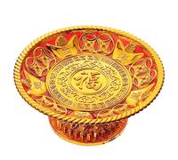 Cabilock Display Multi- Fruit Weddings Cm Dish with Smudging Cake Versatile Rituals Cuake Platters Blessing Shui Plates Golden Chinese Common Decoration Tray Offerings Retro for