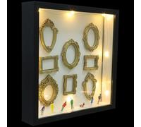 Cabilock DIY Display with Kit Box Shadow Small-scale Silhouette Frame Black Wood and Plastic Material, Includes Miniature Figurines and Photo Frames for Memory Home Decor and Desk