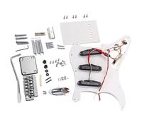 Cabilock DIY Electric Guitar Kit St Style White with No Soldering Required, Plastic and Metal Build, Includes Bridge System and Accessories, for Music Playing and Guitar Building
