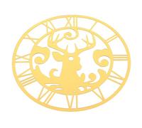 Cabilock DIY Frameless Round Mirror Wall Clock Sticker with Roman Numerals and Deer Design Acrylic Surface for Home Living Bedroom Office Decor Easy Clean and Quick Setup