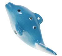Cabilock Dolphin 6-hole Ceramic Ocarina Flute in c Major for Beginners Kids and Students, Portable Musical Instrument Toy with Curved Tail Light Blue, Suitable for Practice and Early Learning