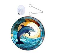 Cabilock Dolphin Hanging Ornament with Chain and Sucker Hook Acrylic Window Decor for Porch Party Home Garden and Festival Display Wall Hanging Decor Dolphin for Seasonal Decoration