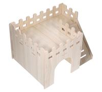 Cabilock Double Deck Hut Wooden Hamster House Easy to Clean Solid Wood Small Pet Hideout with Climbing Ladder for Hamsters and Guinea Pigs