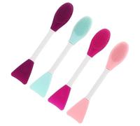 Cabilock Double Head Silicone Face Mask Brush Set 4pcs, Mud Mask Applicators with Flat Head and Face Cleansing Brush, Facial Pore Care Tools for Women’s Skincare and DIY Random Color