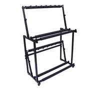 Cabilock Double-layer Steel Ukulele Display Rack Black with Multiple Slots, Large Capacity Storage Stand for Ukulele and Small Guitars, Suitable for Music Rooms and Shops