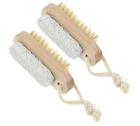 Cabilock Double-Sided Pumice Stone Body Brush Exfoliating Dead Skin Removal with Nail Scrubber for Foot Care Compact 3.7 Inch Shower Use