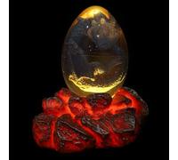 Cabilock Dragon Egg Resin Crafts with Lighted Lava Base, 2Pcs Purple Dinosaur Eggs Home Decor Accent for Collectible Display and Mythical Decoration