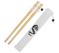 Cabilock Dragon Pattern Metal Chopsticks with Cloth Bag, Heat-Resistant, Smooth Surface, Easy to Clean, for Family Use and Celebrating The Lunar New Year